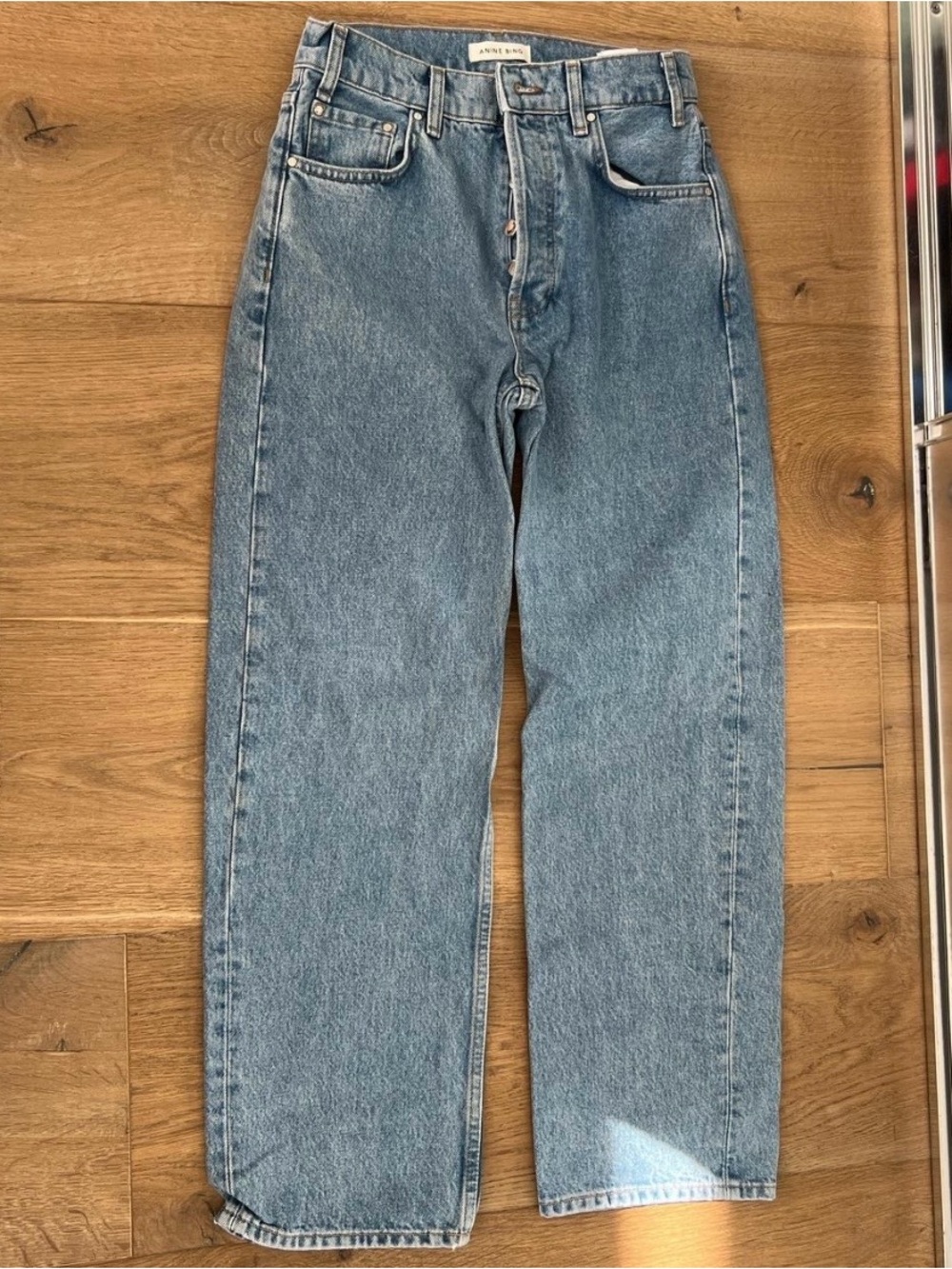 Anine Bing Straight-Leg Jeans in Light Blue Denim
